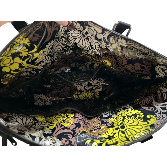 Vera Bradley Black Quilted Large Diaper Bag Changing Pad Floral Vinyl Interior - Picture 4 of 9